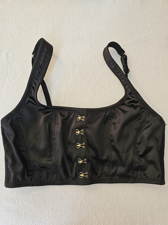 Pour Moi Other - Pour Moi Contradiction Encore Underwire Corset Bra Black Satin Mesh 32C